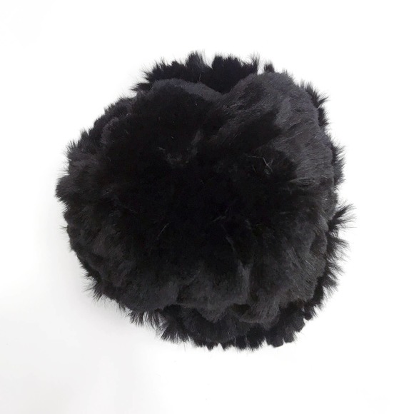 NWT Reversible Knit Beanie Genuine Fur Hat in Solid Black Overstock MSRP $68 - Picture 6 of 7